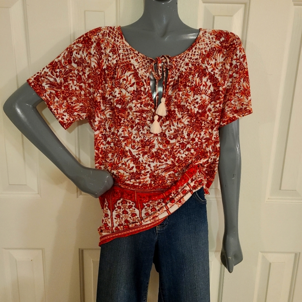 Lucky Top Arabian Floral Print Sz Small